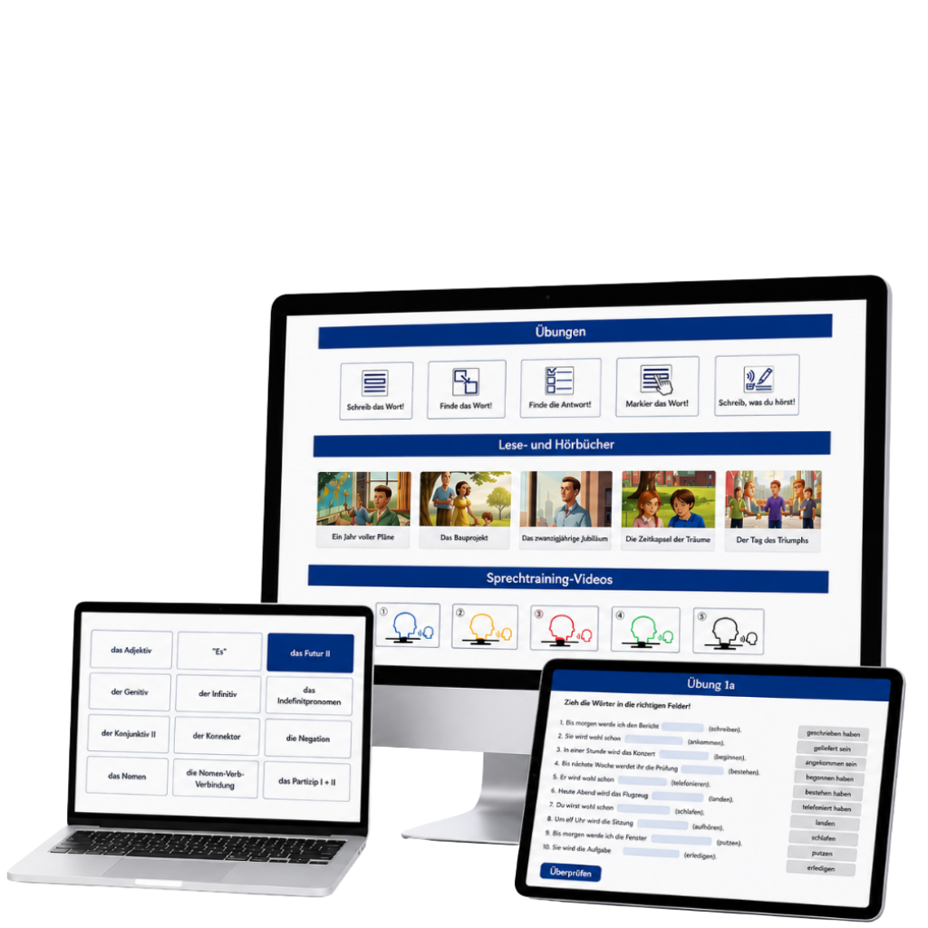 Trainingsplattform auf Computer, Laptop und Tablet