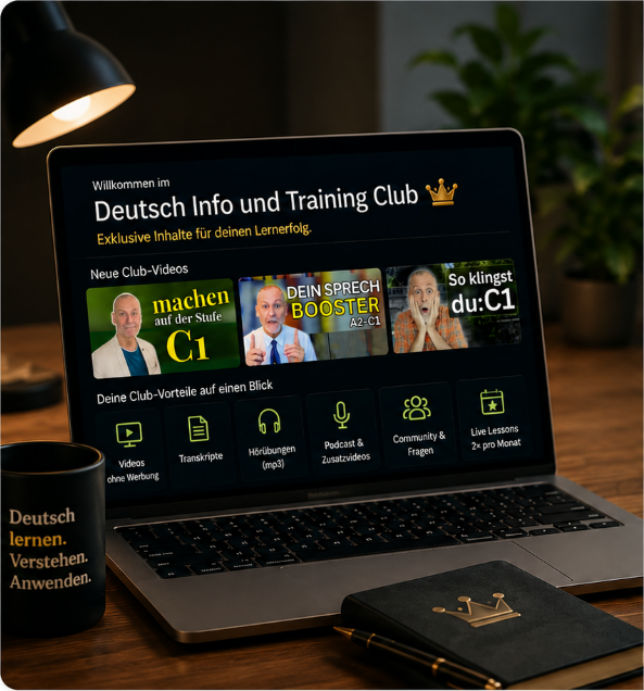 Deutsch Info und Training Club auf einem Laptop