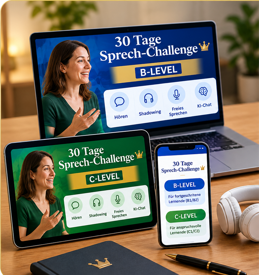 30 Tage Sprech-Challenge auf Laptop, Tablet und Smartphone